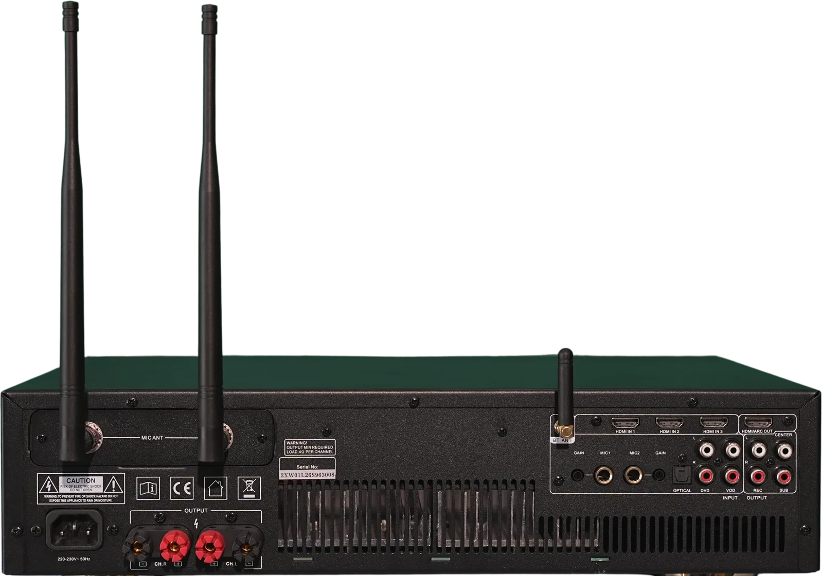 Ampli TV500 mặt sau, cổng kết nối