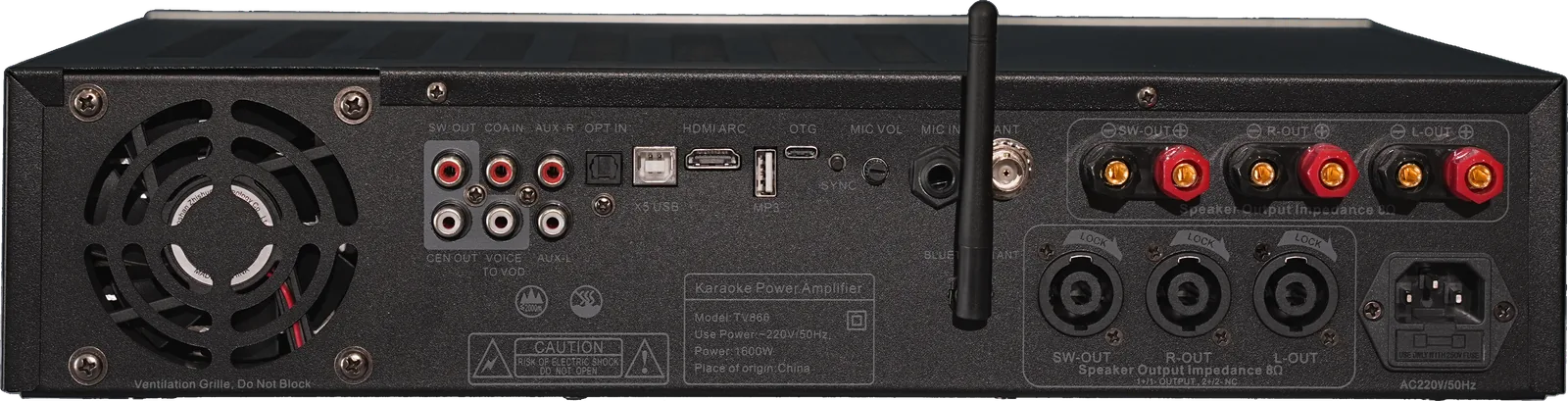 Ampli TV866 mặt sau, cổng kết nối